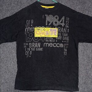 Mecca Black Graphic Tee with Yellow Accents
